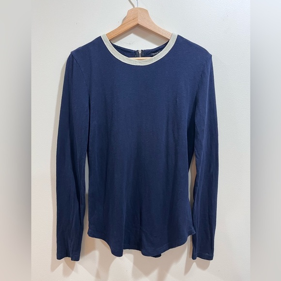 J. Crew Navy Top with Cream Collar - Picture 1 of 5